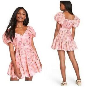 LoveShackFancy Pink Floral Mini Dress
